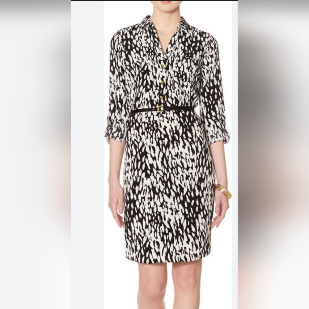 The Limited Black and White Long Sleeve Sheath Dress